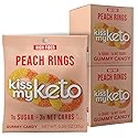 Kiss My Keto Gummy PeachRingsCandy - 1g Sugar, Low Carb, High Fiber, non-GMO Peach Ring Candy - Healthy PeachGummy Rings, Bag ofPeach Rings - Peach