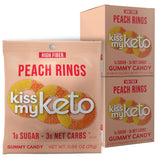 Kiss My Keto Gummy PeachRingsCandy - 1g Sugar, Low Carb, High Fiber, non-GMO Peach Ring Candy - Healthy PeachGummy Rings, Bag ofPeach Rings - Peach