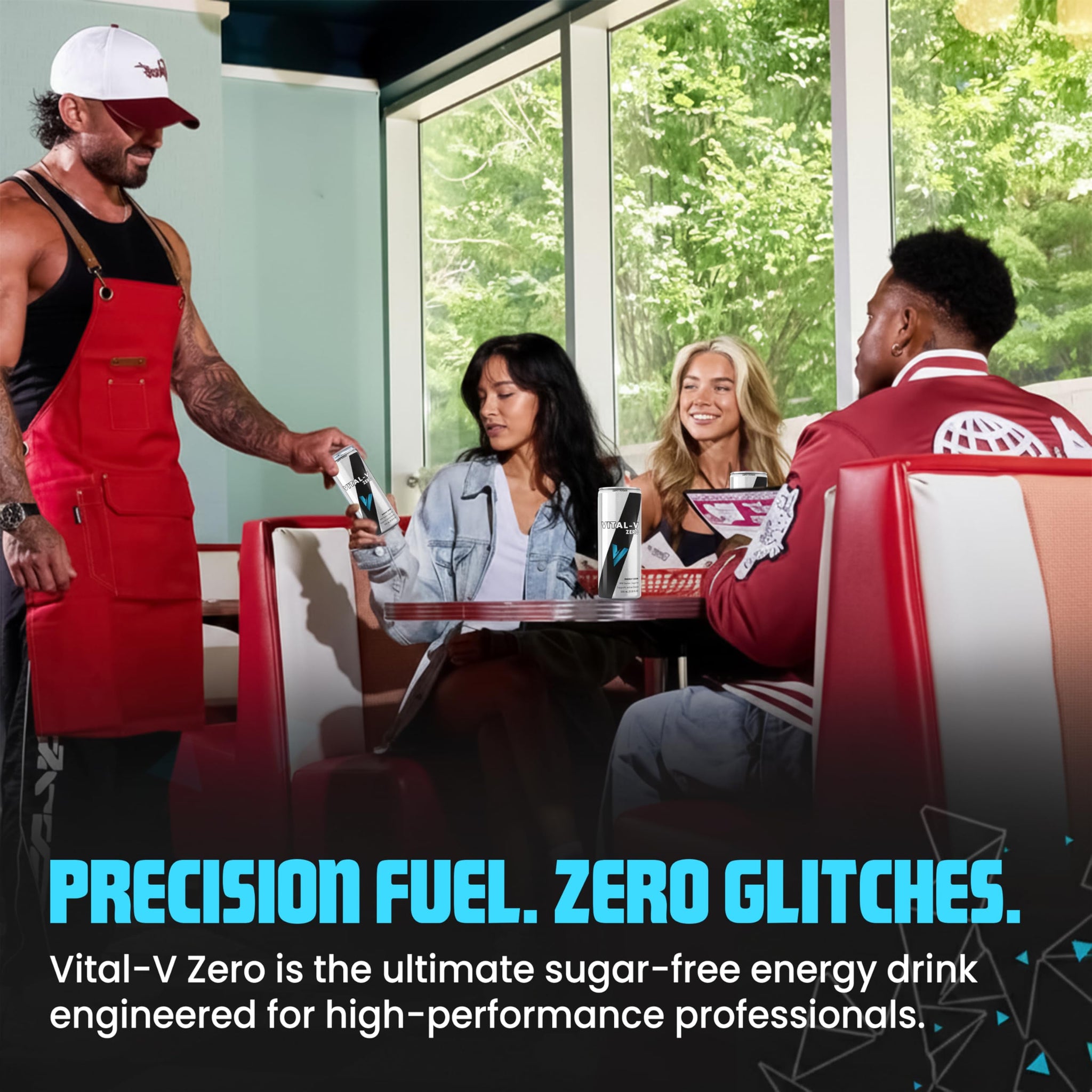 Vital-V Zero Premium Sugar Free Energy Drink with Taurine and B-Vitamins, 0 Calories