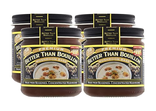 Better Than Bouillon Premium Mushroom Base, Made from Seasoned & Concentrated Mushrooms, Makes 9.5 Quarts of Broth, 38 Servings 8 Ounce (Pack of 4)