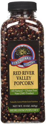 Fireworks Organic Popcorn Kernels - Red River Valley Gourmet Heirloom - 6 Bottles (15 oz Each) - For Popcorn Makers, Stovetop, or Air Popper