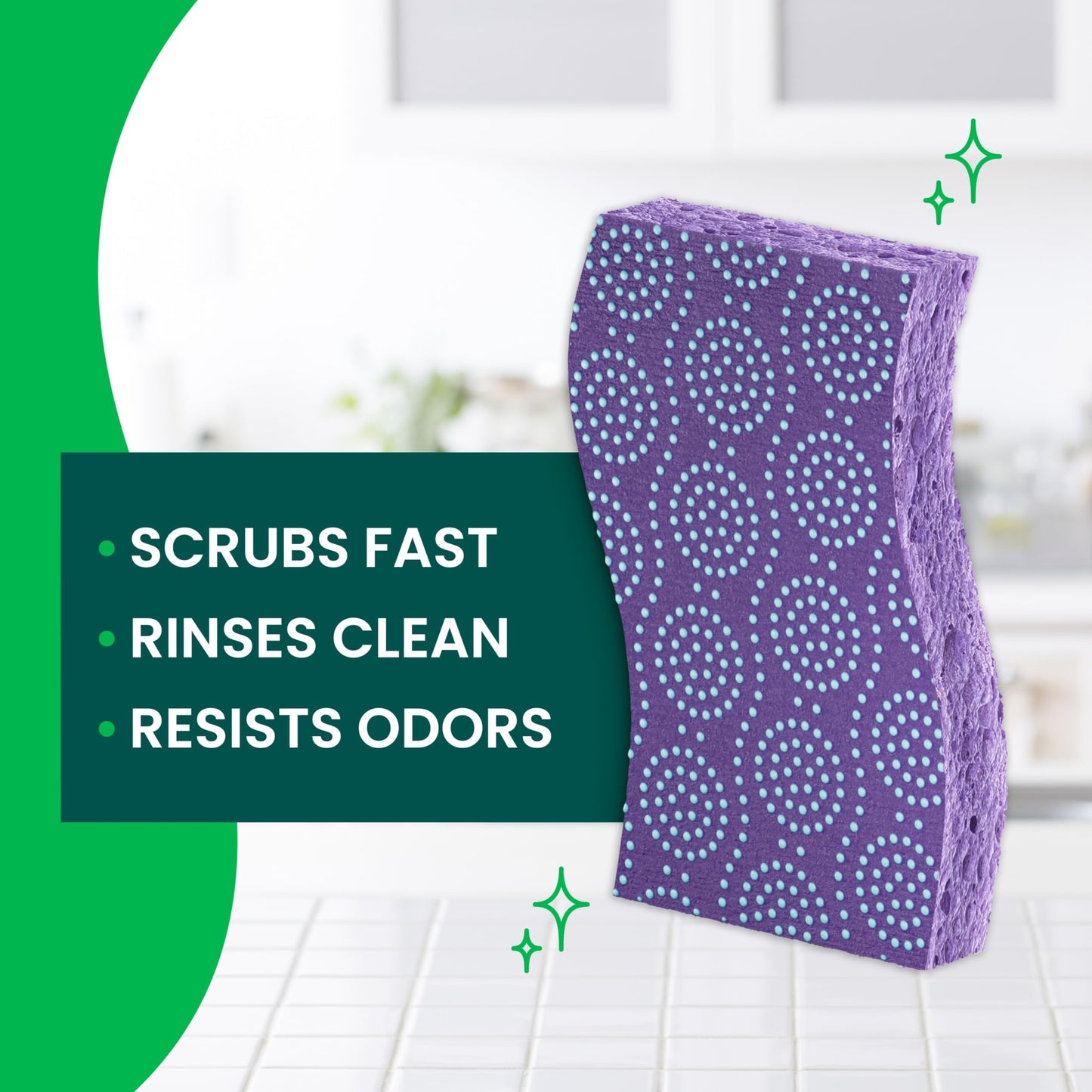 Scotch-Brite Scrub Dots Non-Scratch Scrub Sponge, Rinses Clean, for Washing Dishes and Cleaning Kitchen, 6 Scrub Sponges
