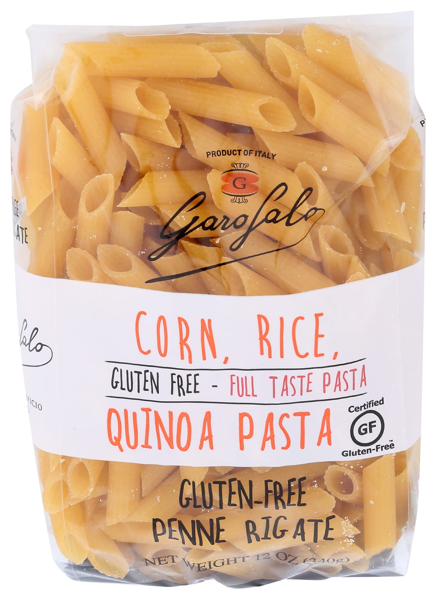 Garofalo, Pasta Corn Rice Quinoa Penne Rigate, 12 Ounce
