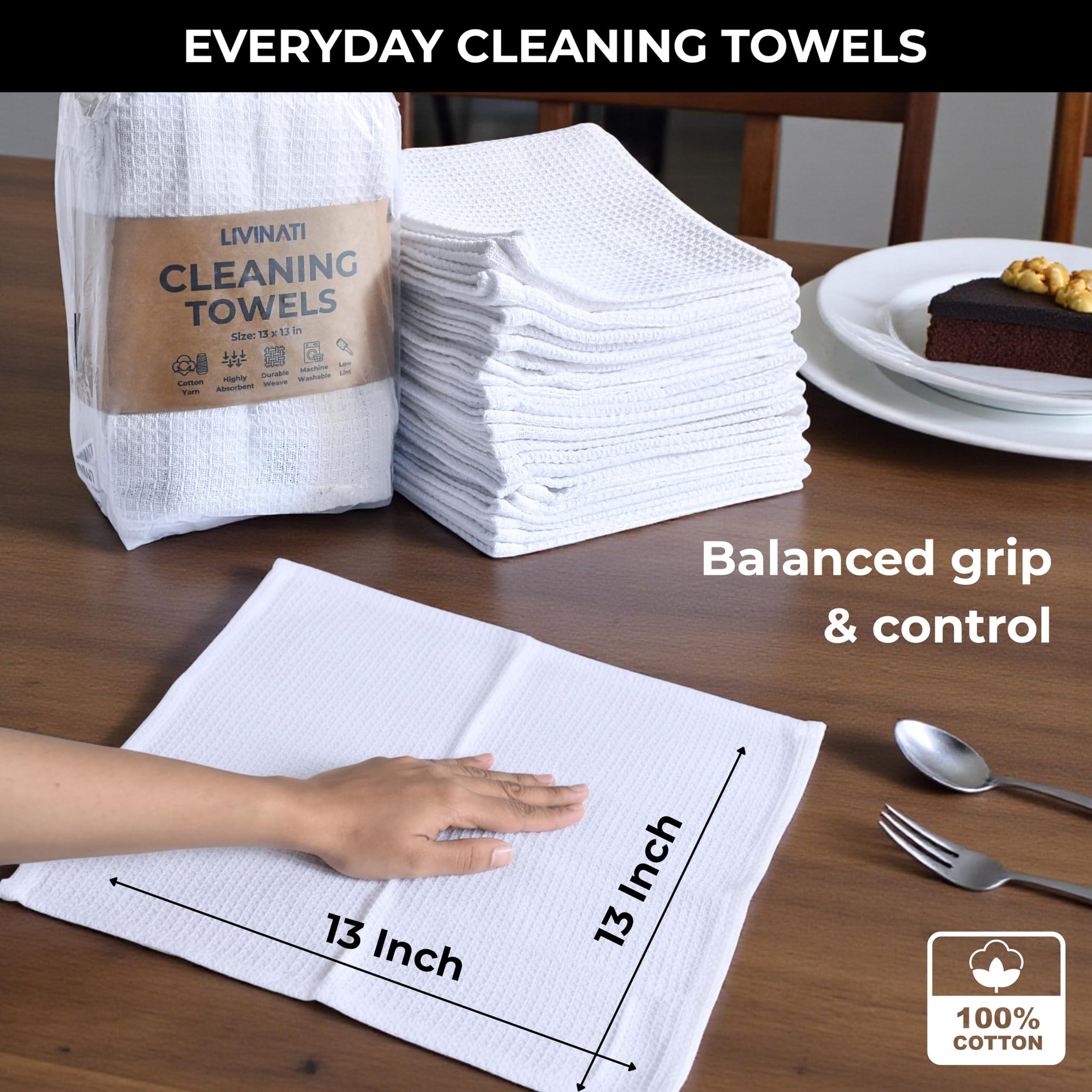White Cotton Cleaning Rags For Housekeeping - Trapos Paños De Limpieza Reutilizables - Kitchen Bar Shop Towel Dish Mop Wash Cloth For House Dust