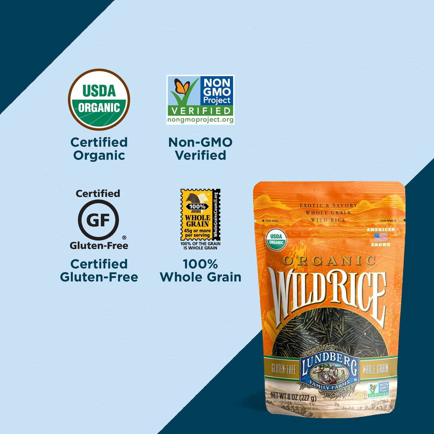 Lundberg Family Farms - Organic Wild Rice, Pantry Staple, Great for Cooking, Long Grain, Firm Texture, Nutty Flavor, Rich & Hearty, Whole Grain, Non-GMO, Gluten-Free, Vegan, Kosher (25 lb)