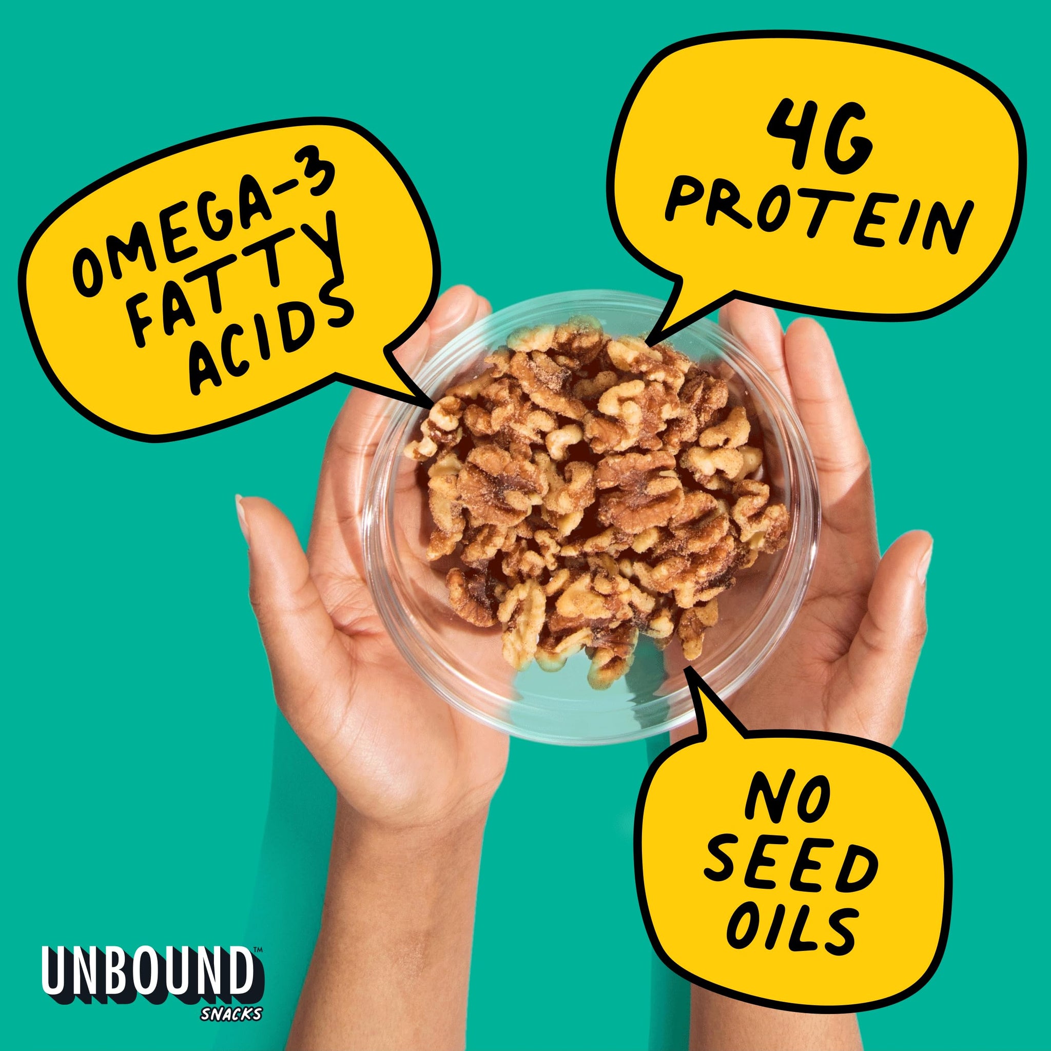 Unbound Snacks Flavored Nuts - Butter Toffee Walnuts, 4 oz (Pack of 4) - Healthy Snacks, 4g Protein, 3g Sugar, High in Omega 3, Gluten Free, Vegan
