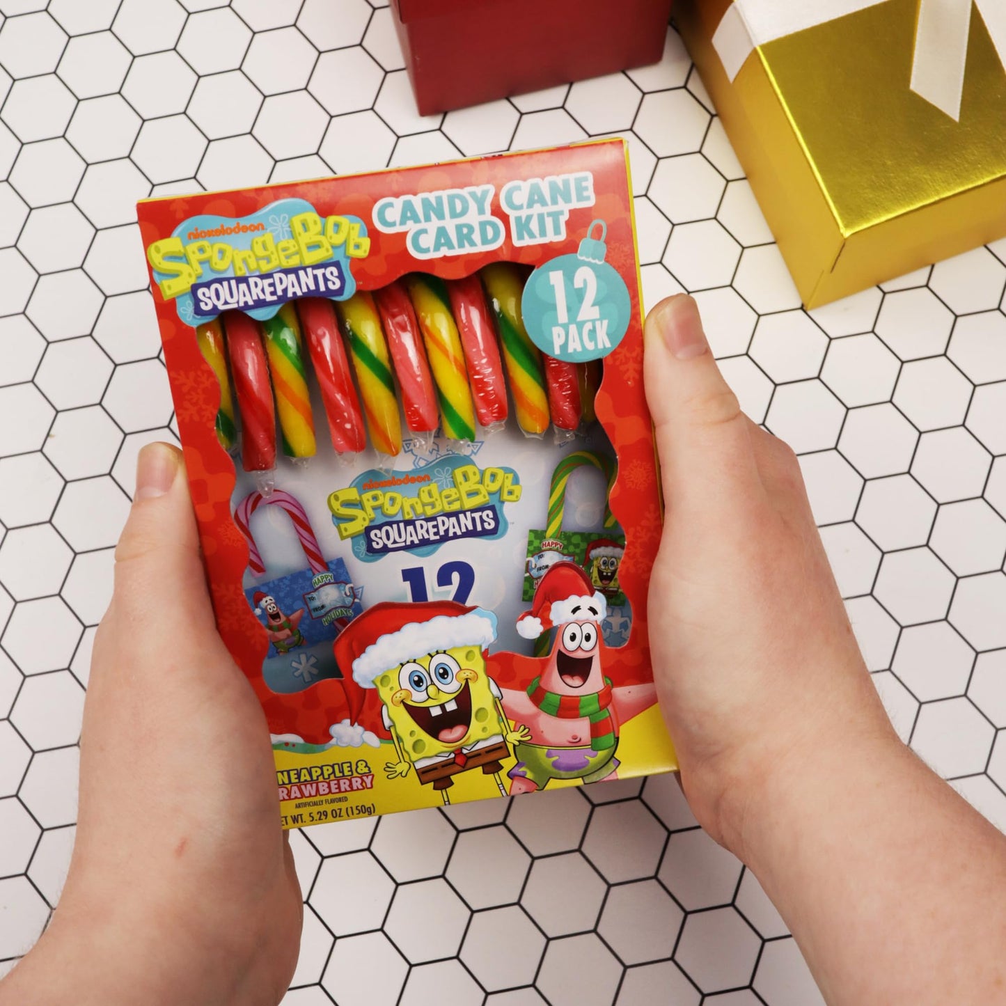 SpongeBob SquarePants Canes with Candygram Cards, Christmas Party Exchange Kit, Stocking Stuffer Treats, 12 Count, 5.29 Ounces