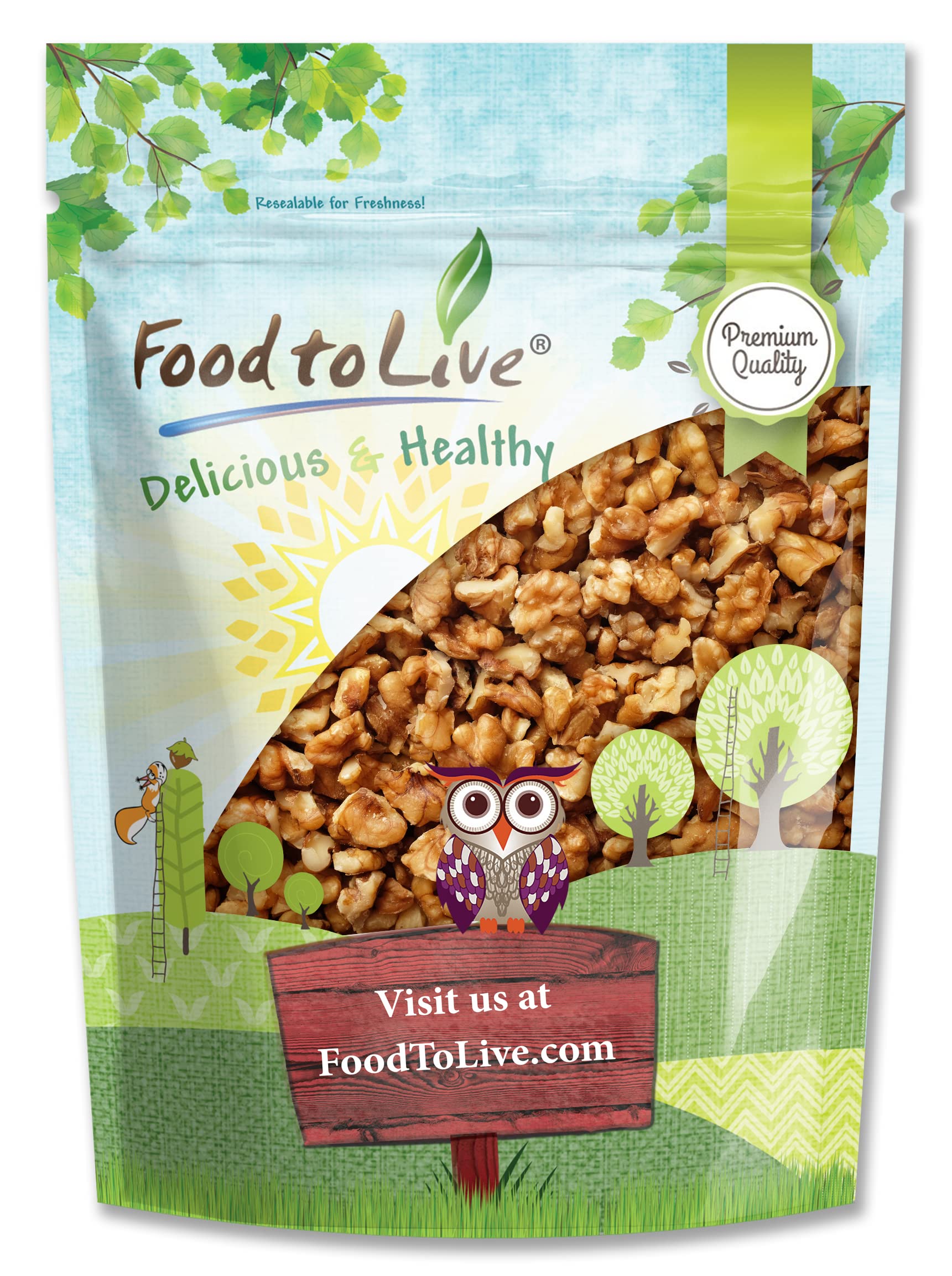 Food to Live California Walnut Pieces, 4 Pounds - Chopped Nuts, Shelled, Raw, Unsalted, Vegan, Bulk. Keto Snack. Good Source of Protein, Iron. Great