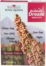 Andean Dream, Fusilli Quinoa Organic, 8 Ounce