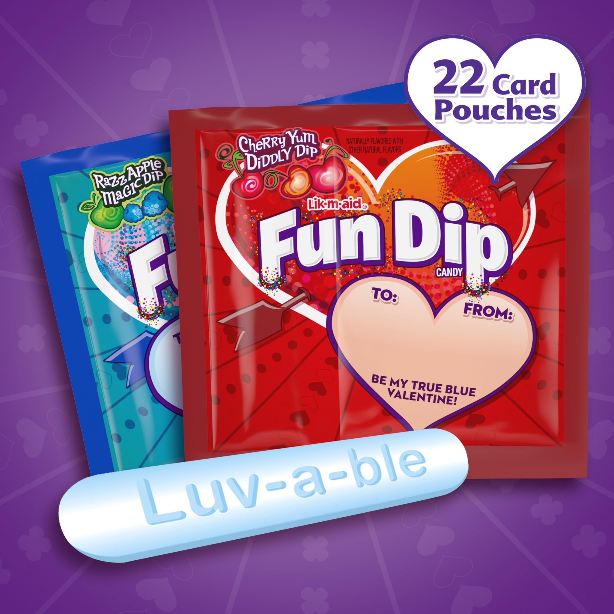 Lik-a-Maid Fun Dip Valentines Day Candy Friendship Exchange Variety Box, 10.32 oz, 24 Pouches
