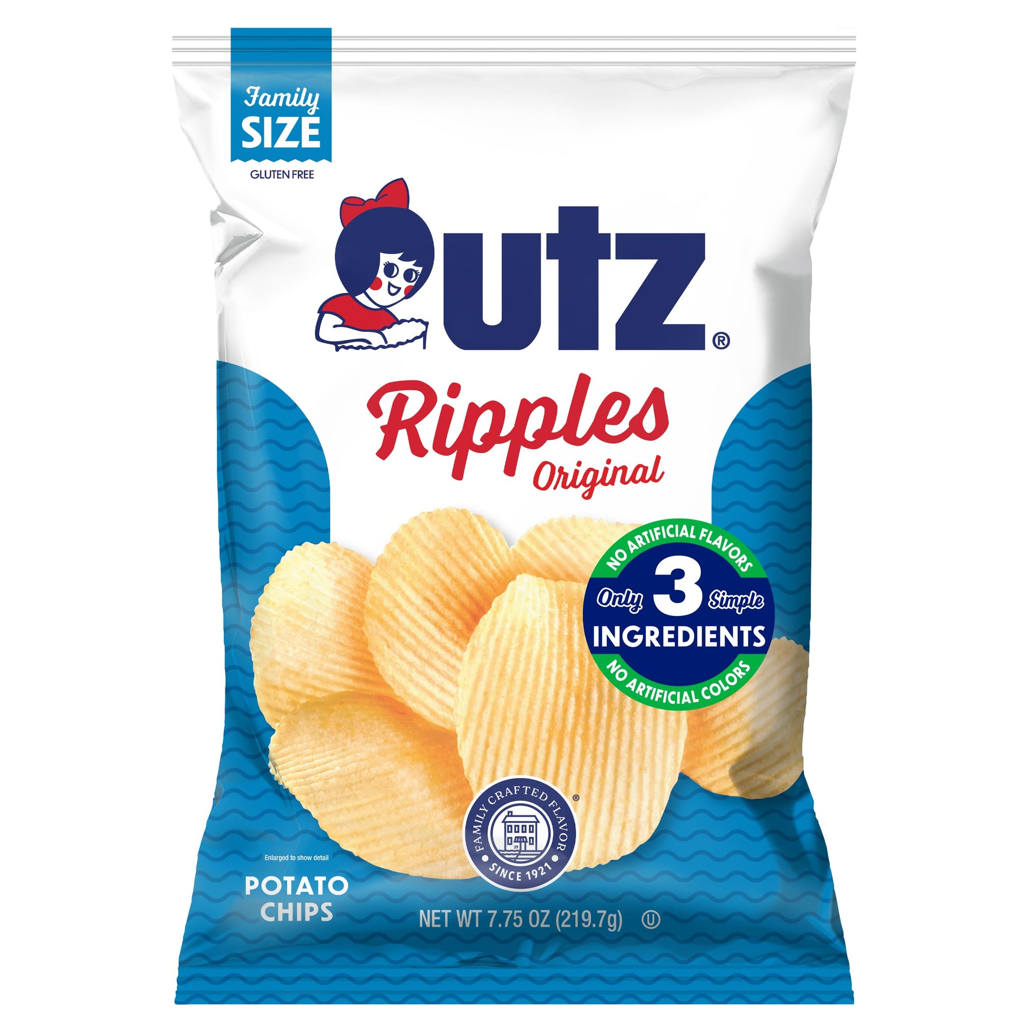 Utz Ripples Original Potato Chips, 7.75 Oz