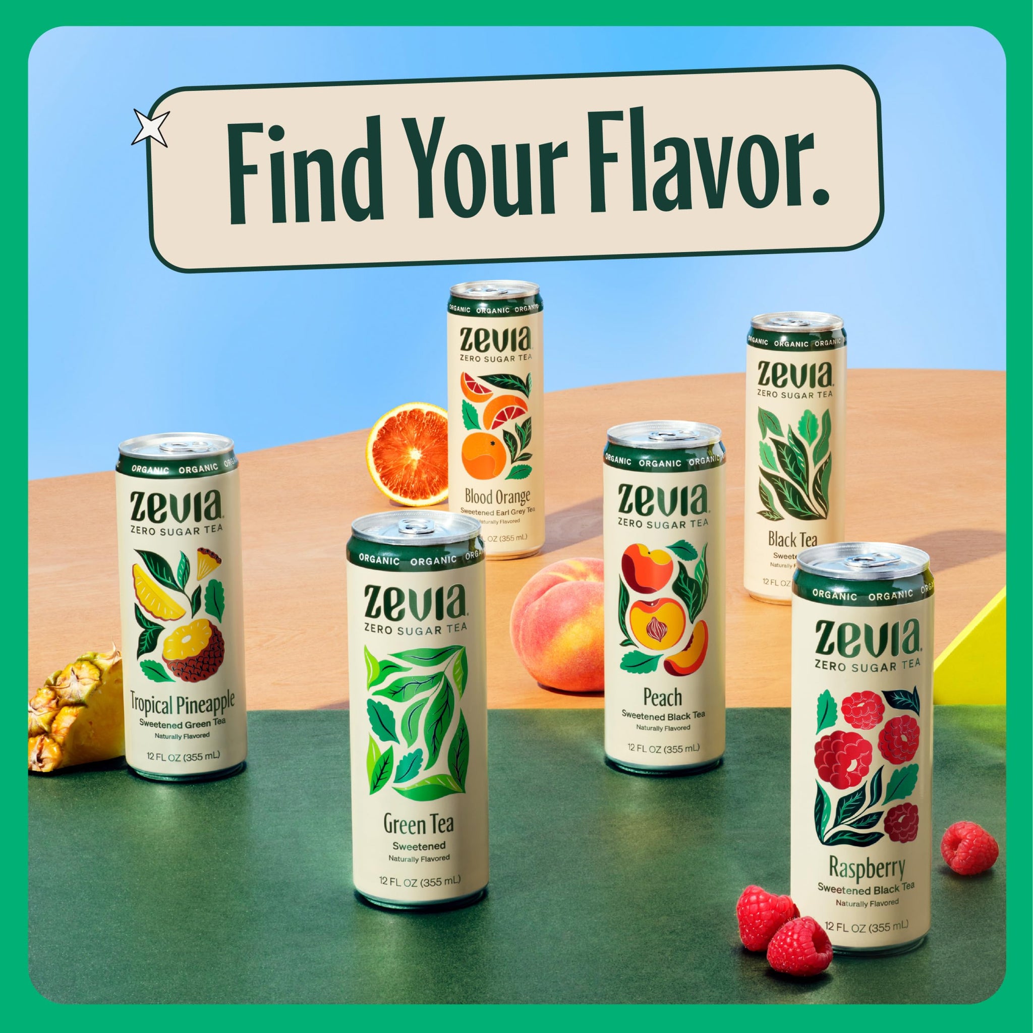 ZEVIA Organic Sweetened Raspberry Black Tea, 12 FZ
