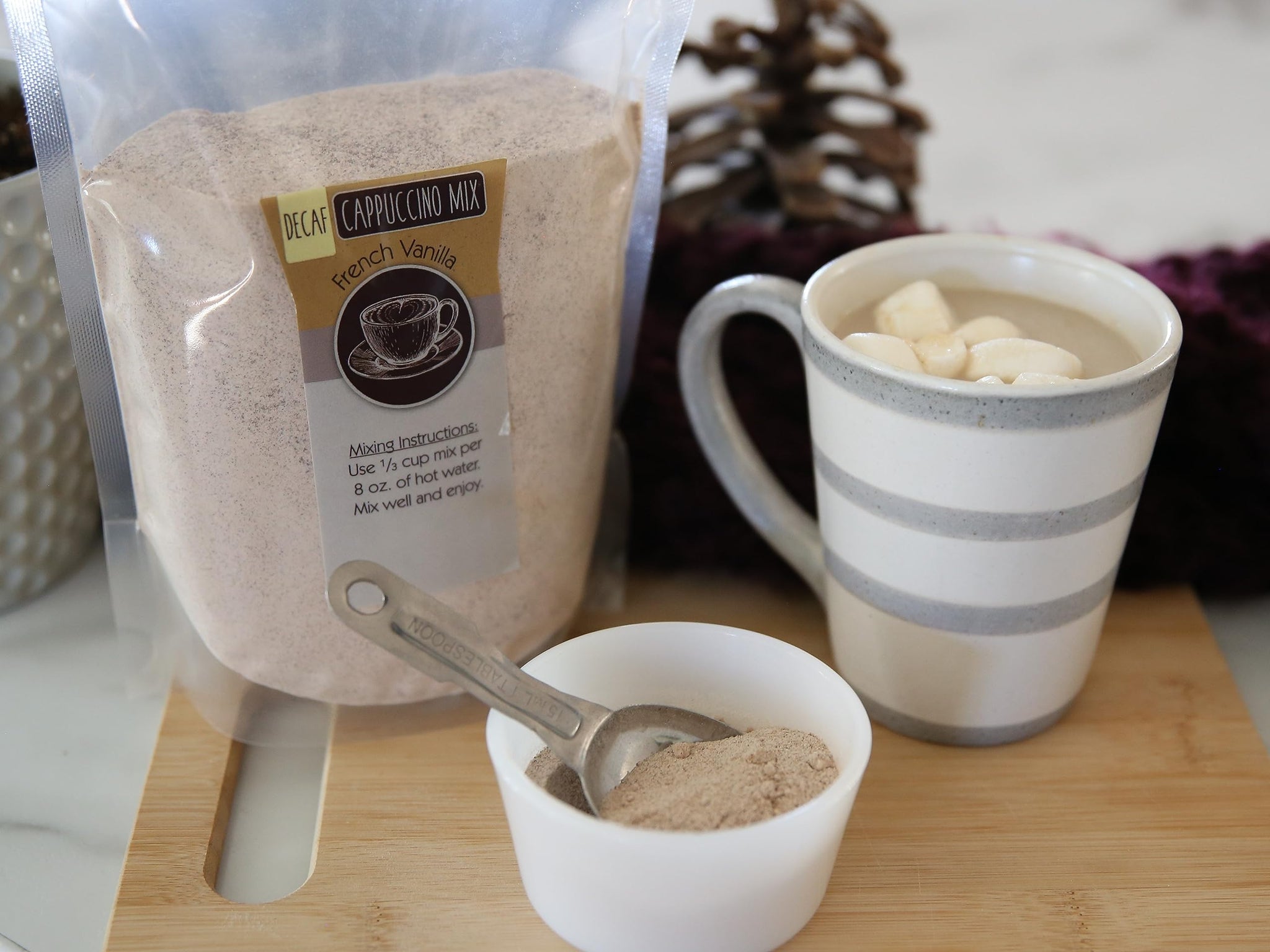 Kauffman Orchards Decaf French Vanilla Instant Cappuccino Hot Drink Mix, 5 Pound Bag