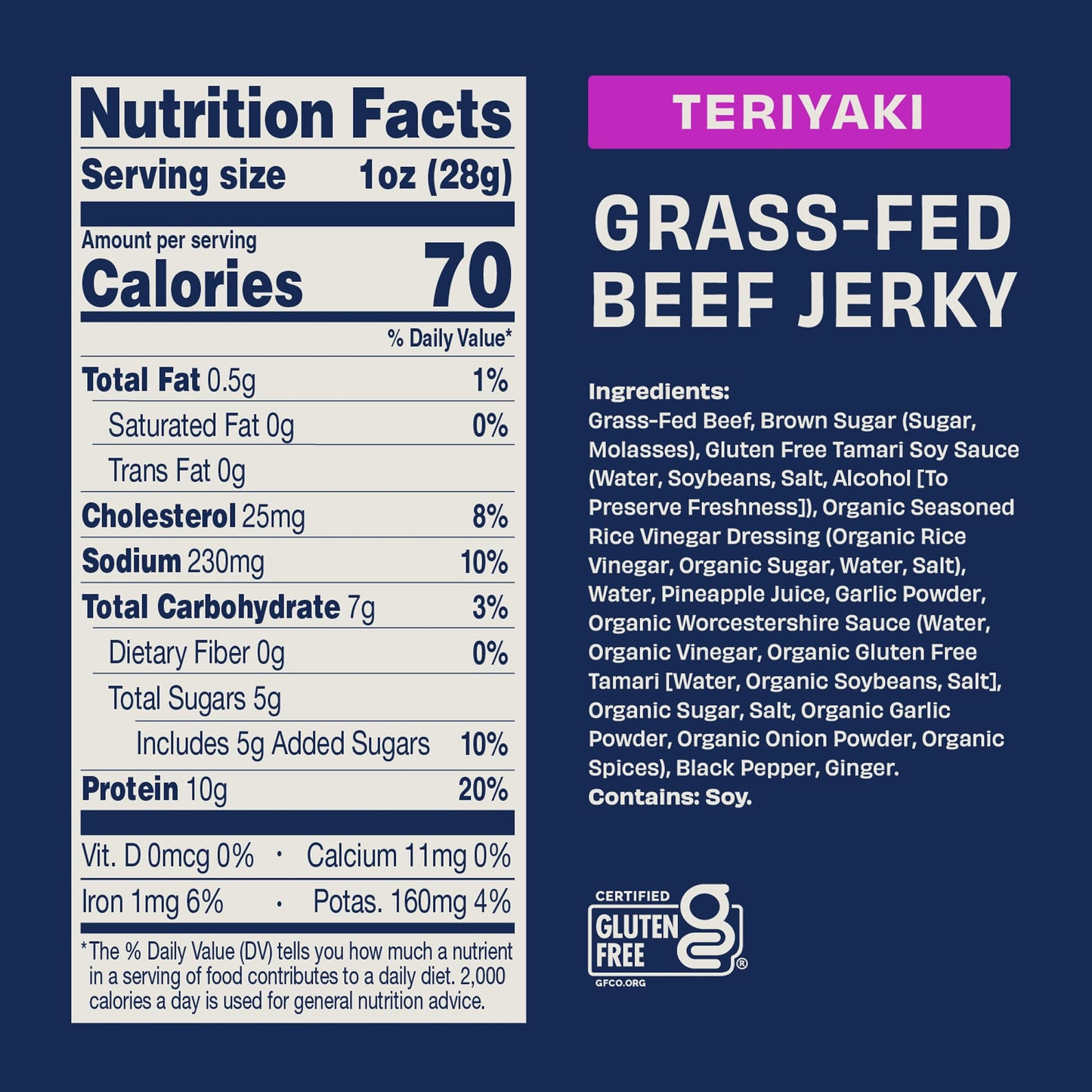 Archer Jerky Grass Fed Beef Jerky - Beef Protein Snack Pack, Teriyaki Flavored, Bulk Individual Packs, Gluten Free Protein Snack - Teriyaki Flavor