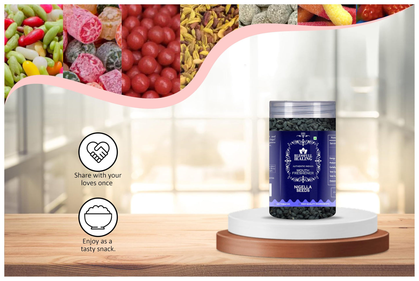 Blessfull Healing Nigella Seeds 5 Oz(Ounce) Airtight Container With Spoon