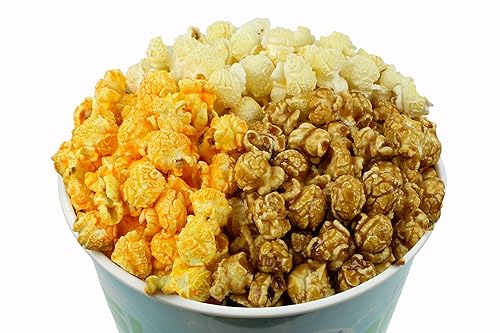 Signature Popcorn, 1-Gallon Thank You Gift Bucket, Butter, Caramel & Cheddar Cheese Popcorn, Reusable Plastic Container, Holiday Snack Gift, 3-Way