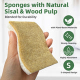 Kitchen Cleaning Sponges, Natural Cellulose Dish Sponge with Coconut Fiber Scrubber for Dishes, Pots and Pans, Eco Friendly Household Cleaning Sponge