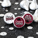 DISTINCTIVS Class of 2026 Graduation Candy Stickers for Chocolate Drops, Maroon Grad Party Favors - 216 Count