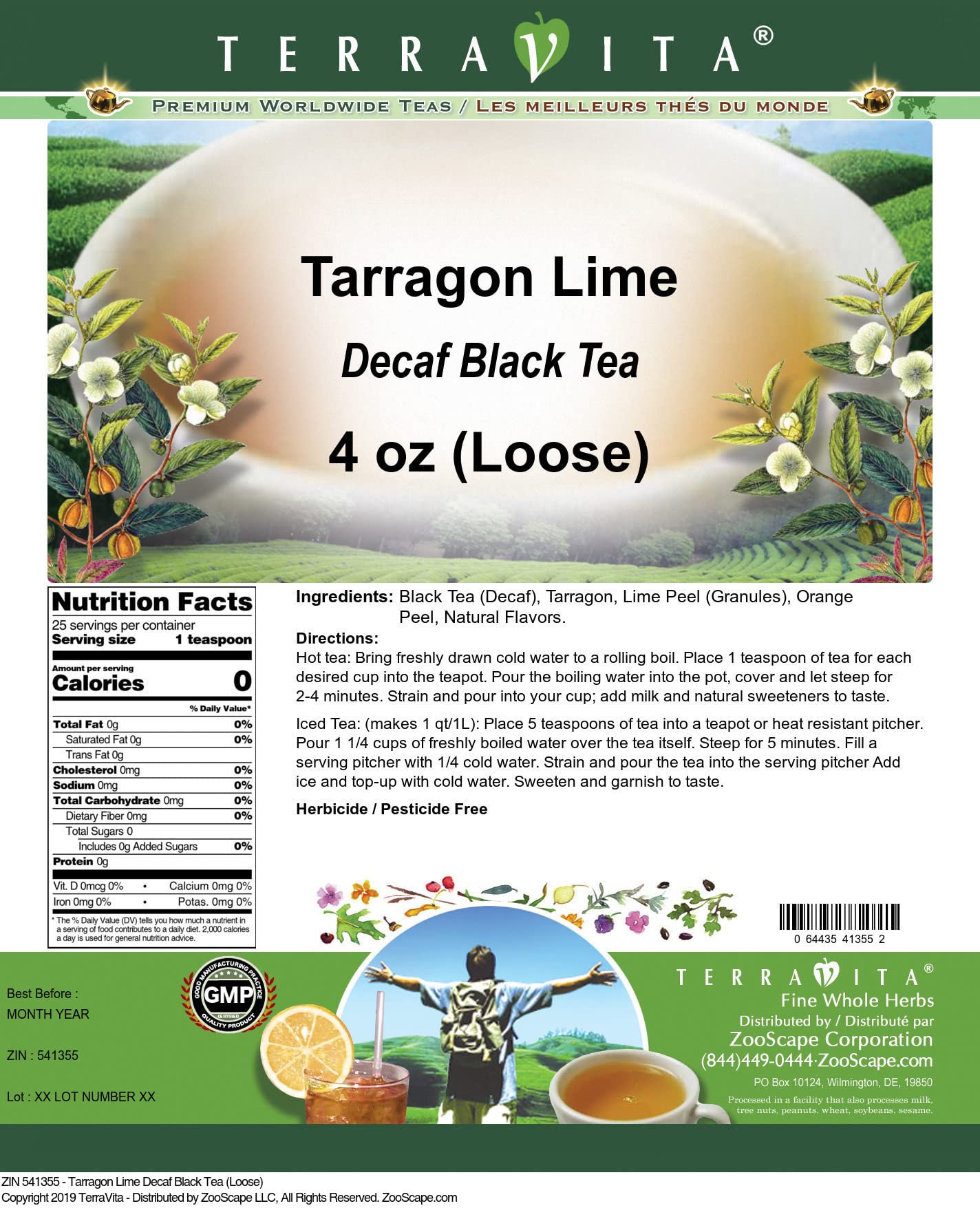 Tarragon Lime Decaf Black Tea (Loose) (4 oz, ZIN: 541355)