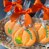 Thanksgiving Fall Leaf and Pumpkin Cookies- Set of 6 Crunchy Shortbread Cookies Individually Wrapped by BakersDozenToGo