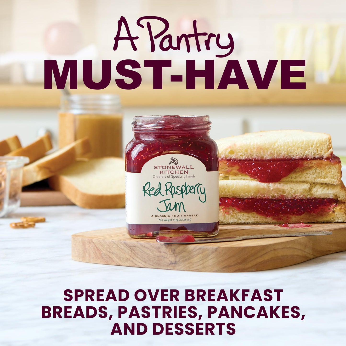 Stonewall Kitchen, non GMO, Red Raspberry Jam, 12.5 oz. Jar, Made in the USA