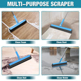 KOLLIEE Floor Squeegee Adjustable 59'' Long Handle Professional Floor Squeegee with Hook Water Squeegee Foam Blade for Concrete Floor Tile Pet Hair