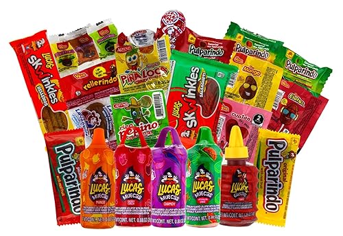 Lucas & Mexican Candy Combo Mix (50 Count), Variety of Sour, Sweet, Spicy, Include Lucas Baby Powder, Muecas, Skwinkles, Gusano, Vero, and More