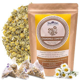 Sou Zen Chamomile Comfort Loose Leaf Chamomile Tea Bags (30 Ct) - Corn Fiber Pyramid Tea Bags, Caffeine-Free Herbal Tea