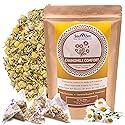 Sou Zen Chamomile Comfort Loose Leaf Chamomile Tea Bags (30 Ct) - Corn Fiber Pyramid Tea Bags, Caffeine-Free Herbal Tea