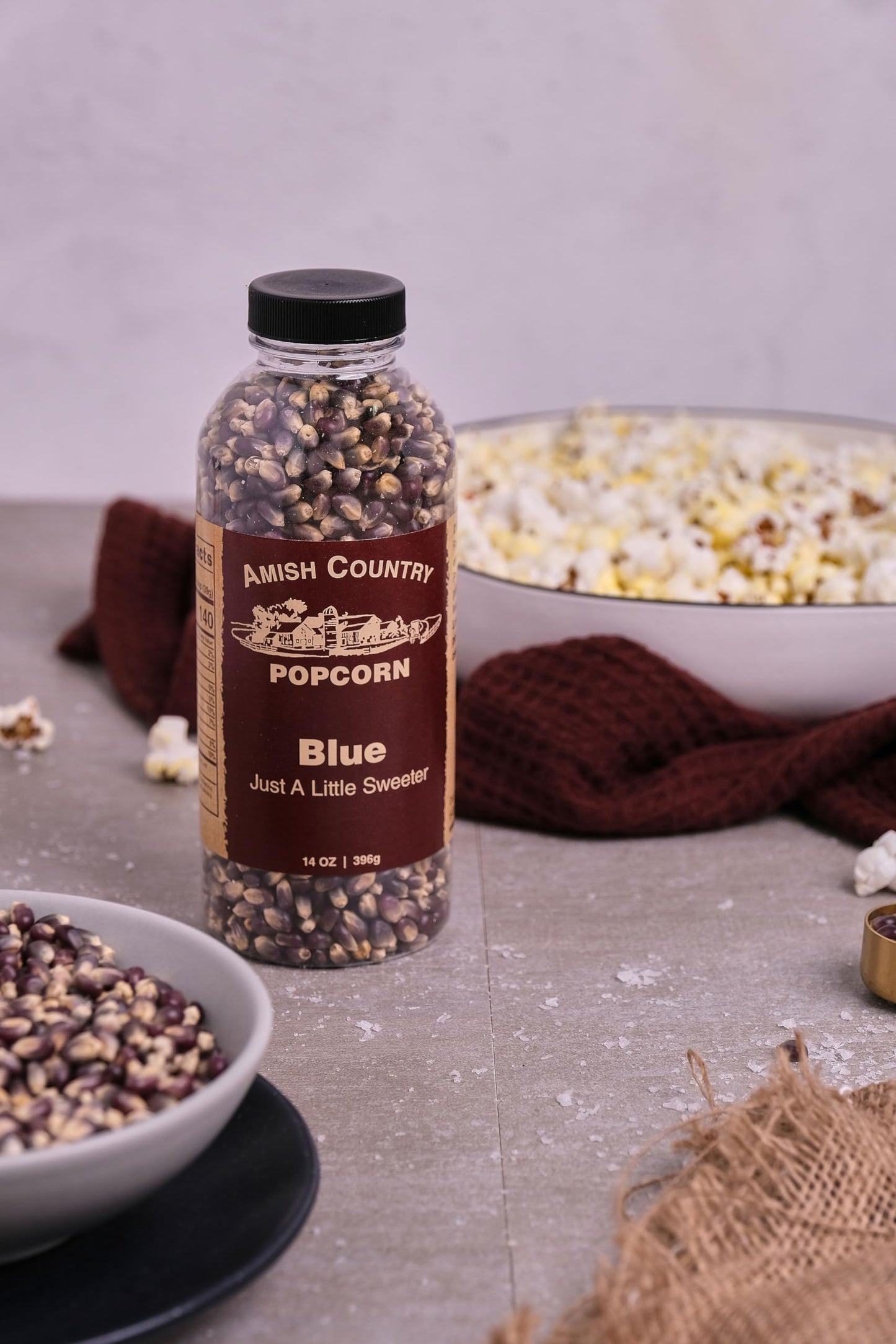 Amish Country Popcorn | 14 oz Bottle | Blue Popcorn Kernels | Old Fashioned, Non-GMO and Gluten Free (14 oz Bottle)