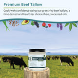 Zatural 100% Pure Grass-Fed Beef Tallow ~1 Gallon, 8 lbs - Deodorized & Refined Food-Grade Fat for Cooking, Frying, Skincare, Soap Making & DIY Balms