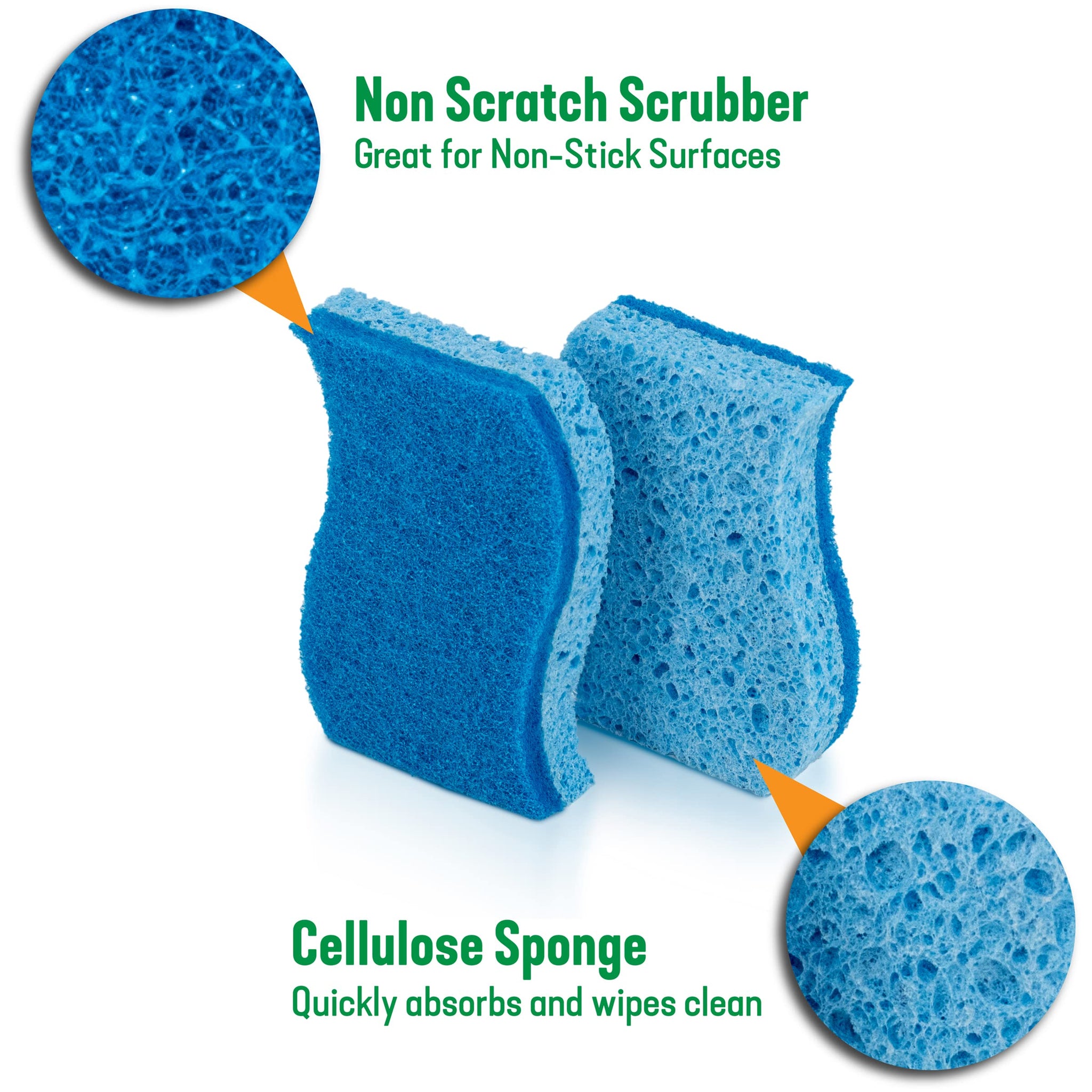Pine-Sol Non Scratch Scrub Sponges - Double Sided Dish Scrubber Safe for Nonstick Cookware - Kitchen Essentials for Dishwashing and Cleaning, 4 Pack