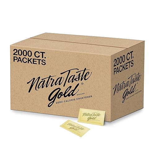 NatraTaste Gold Zero Calorie Sucralose Sweetener Packets, 2000 Ct., Gluten Free, Vegan, Sugar Substitute for Hot and Cold Drinks, Coffee, Iced Tea, Baking and More