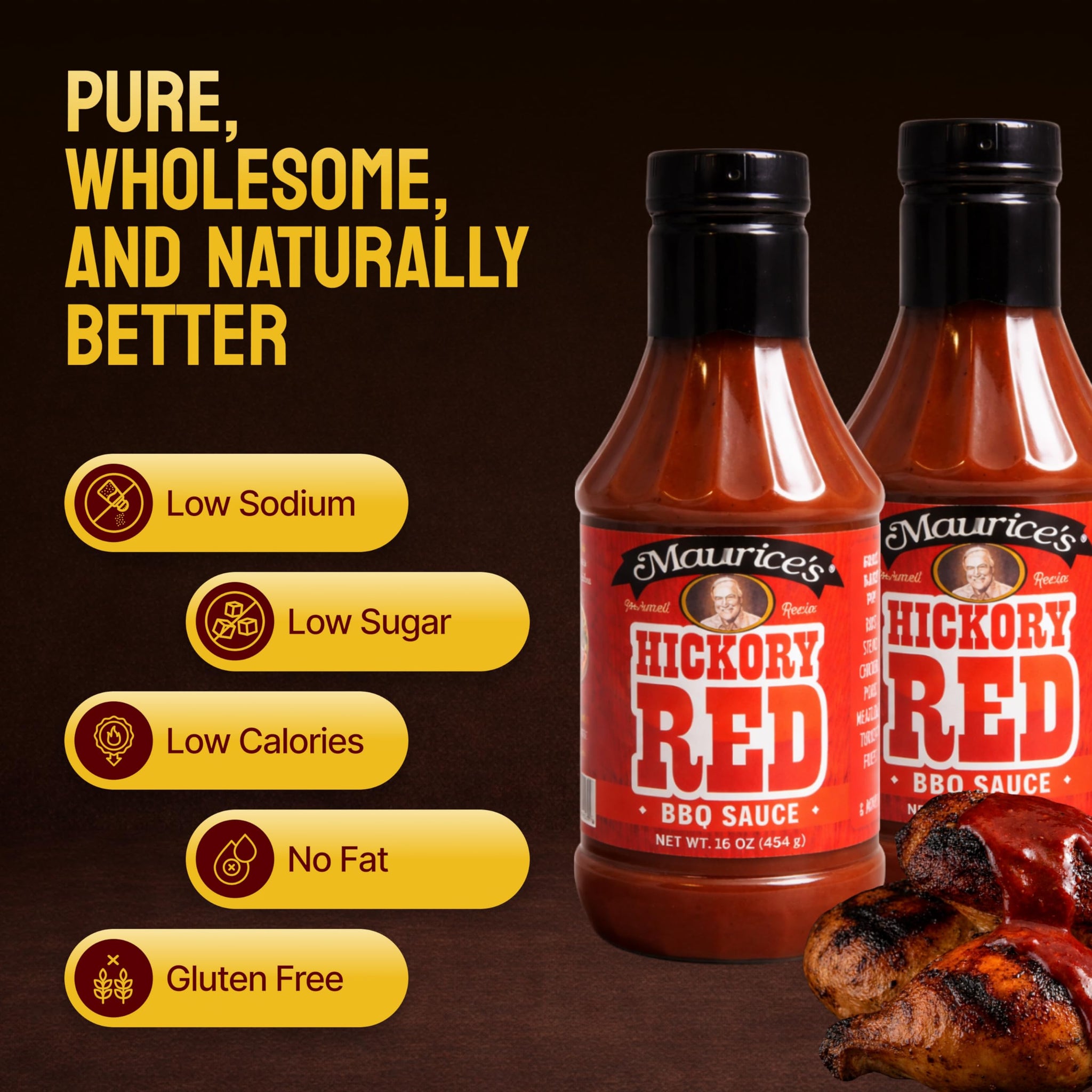 Maurice’s Gourmet Blend Hickory Red BBQ Sauce- Rich, Savory Carolina Barbecue Sauce with Smoke- Authentic Southern Carolina Barbeque Dressing