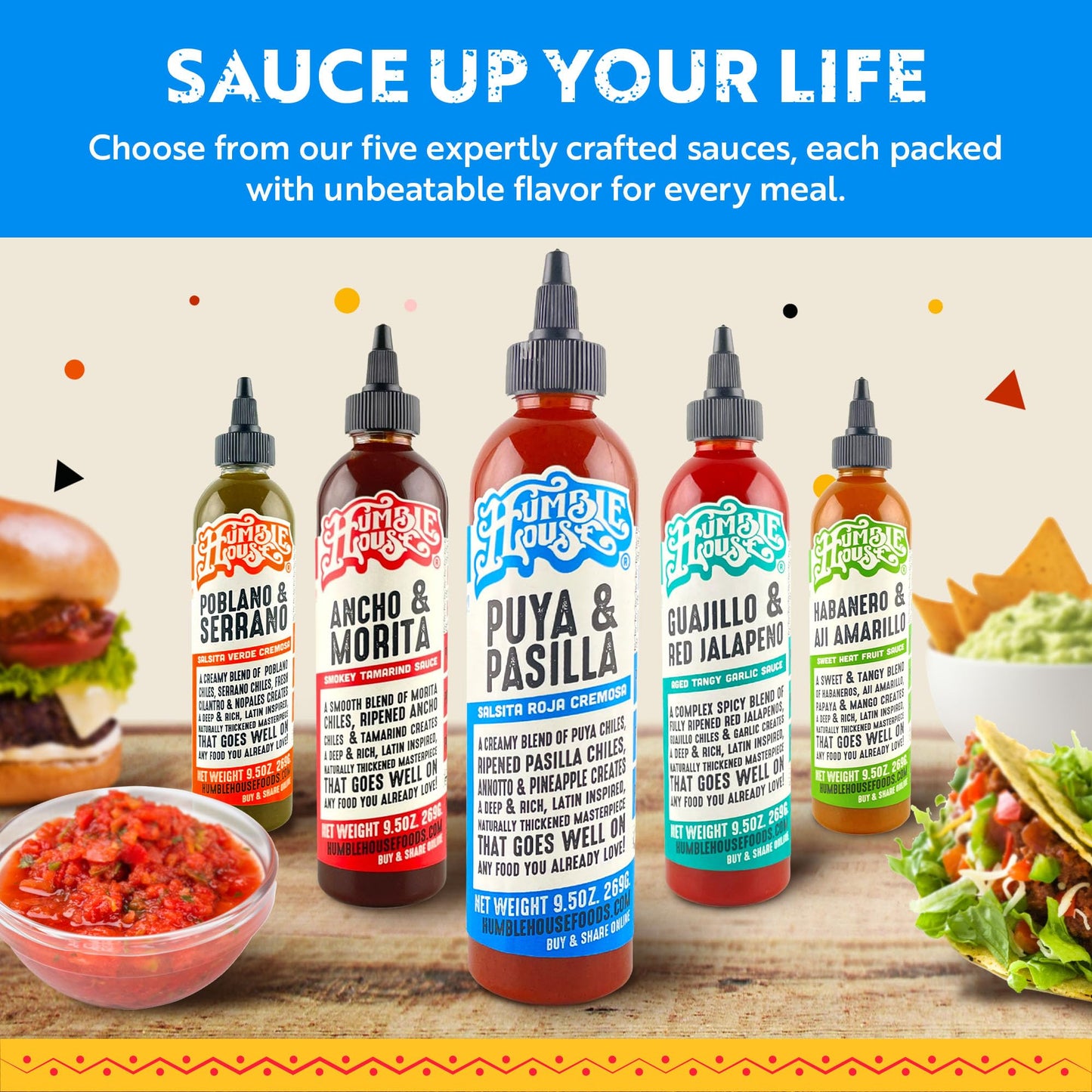 Humble House - Puya & Pasilla Chiles Hot Sauce, Low in Calories and Sodium, Vegan Condiments for Chicken Wings, Pambazos, Esquites, Egg Dishes & More