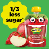 Mott's No Sugar Added Strawberry Applesauce, 3.2 oz clear pouches, 12 count