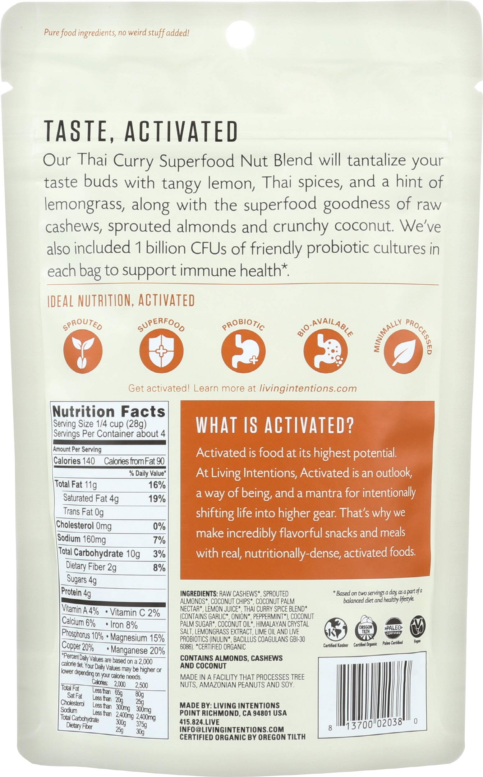 Living Intentions Organic Thai Curry Superfood Nut Blend, 4 OZ