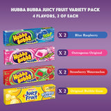 Gum Variety 8 Pack- Including 2 Packs Each of 4 Flavors- Max Strawberry Watermelon, Sour Blue Raspberry, Outrageous Original, and Juicy Fruit Original
