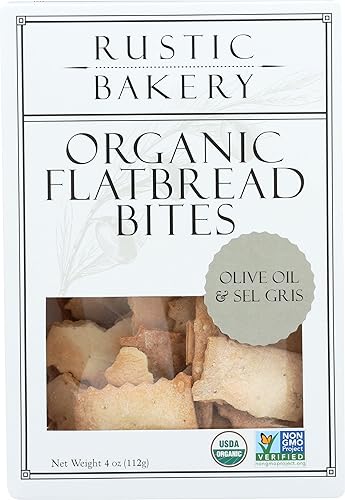 Rustic Bakery, Flatbread Bites Olive Oil Sel Gris Organic, 4 Ounce