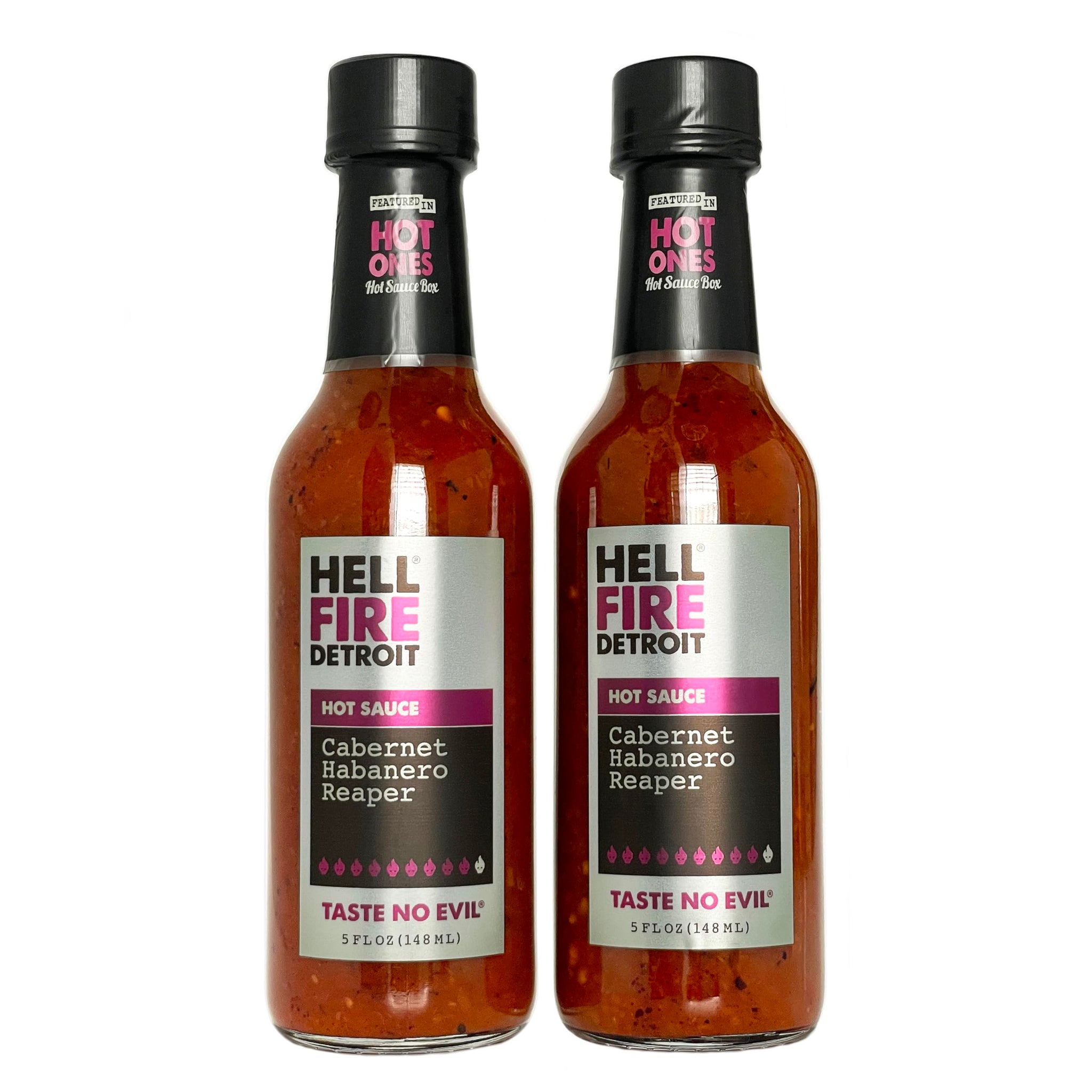 Hell Fire Detroit Cabernet Habanero Reaper Hot Sauce (Extra hot), Crafted with Fresh, Fire-Roasted Habanero and Carolina Reaper Chile Peppers