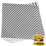 Suiwen 200 Sheets Black and White Striped Food Wrap, Dry Waxed Deli Paper for Bread and Sandwiches, Paper Liners for Plastic Food Basket (12''x12'')