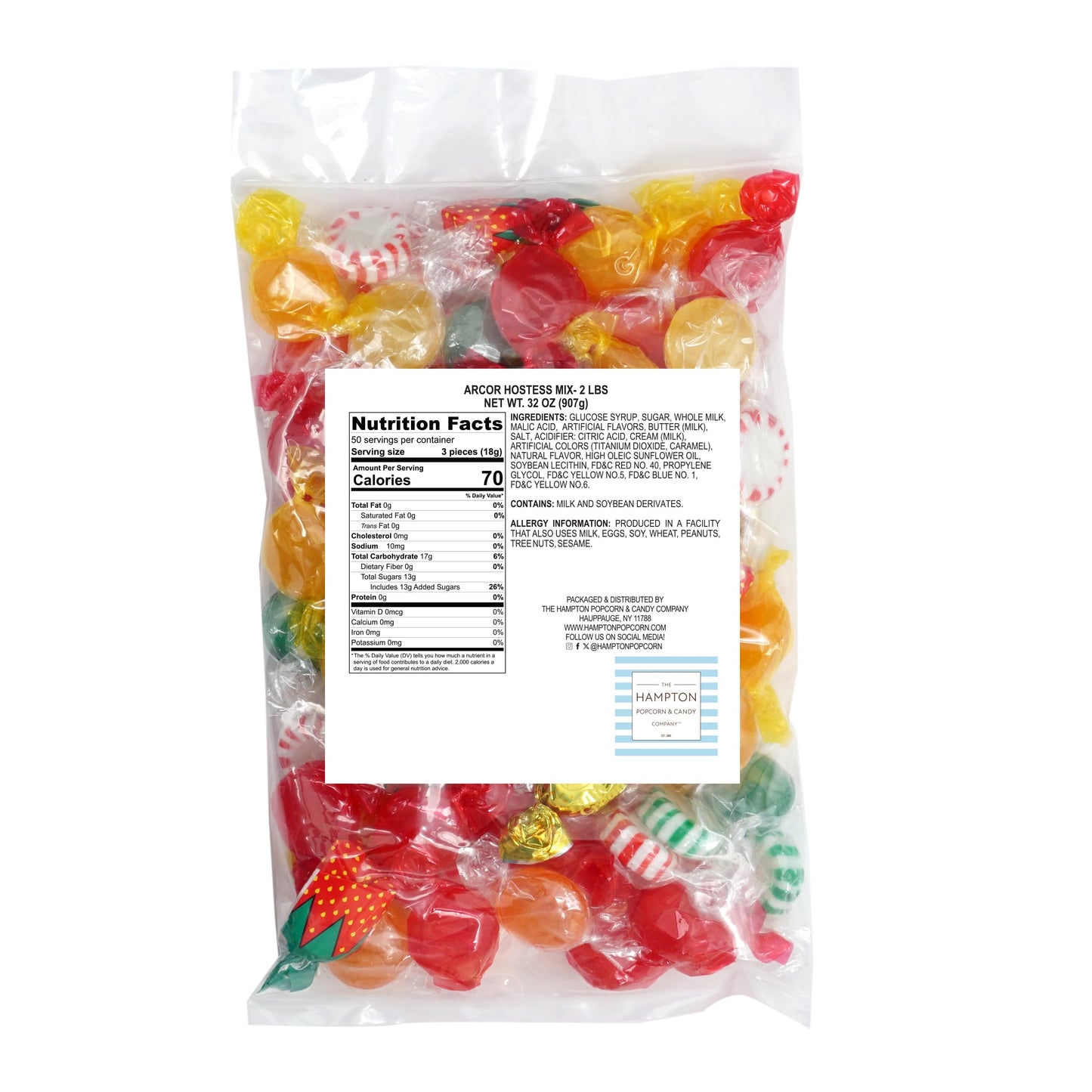 Hostess Mix, 2 Pound Bulk Candy (Approx. 150 pcs.), Candy, Old Fashioned Hard Candy Assortment, Butterscotch, Strawberry Candy, Cinnamon Discs