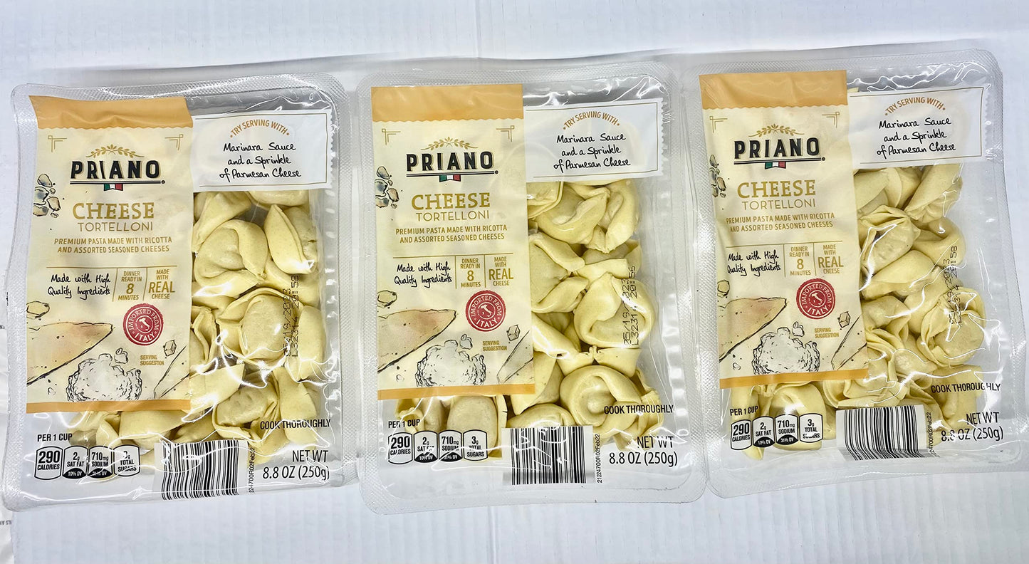 Priano Authentic Italian Cheese Tortelloni (Cheese Filled Pasta) 8.8-oz. (Pack of 3)