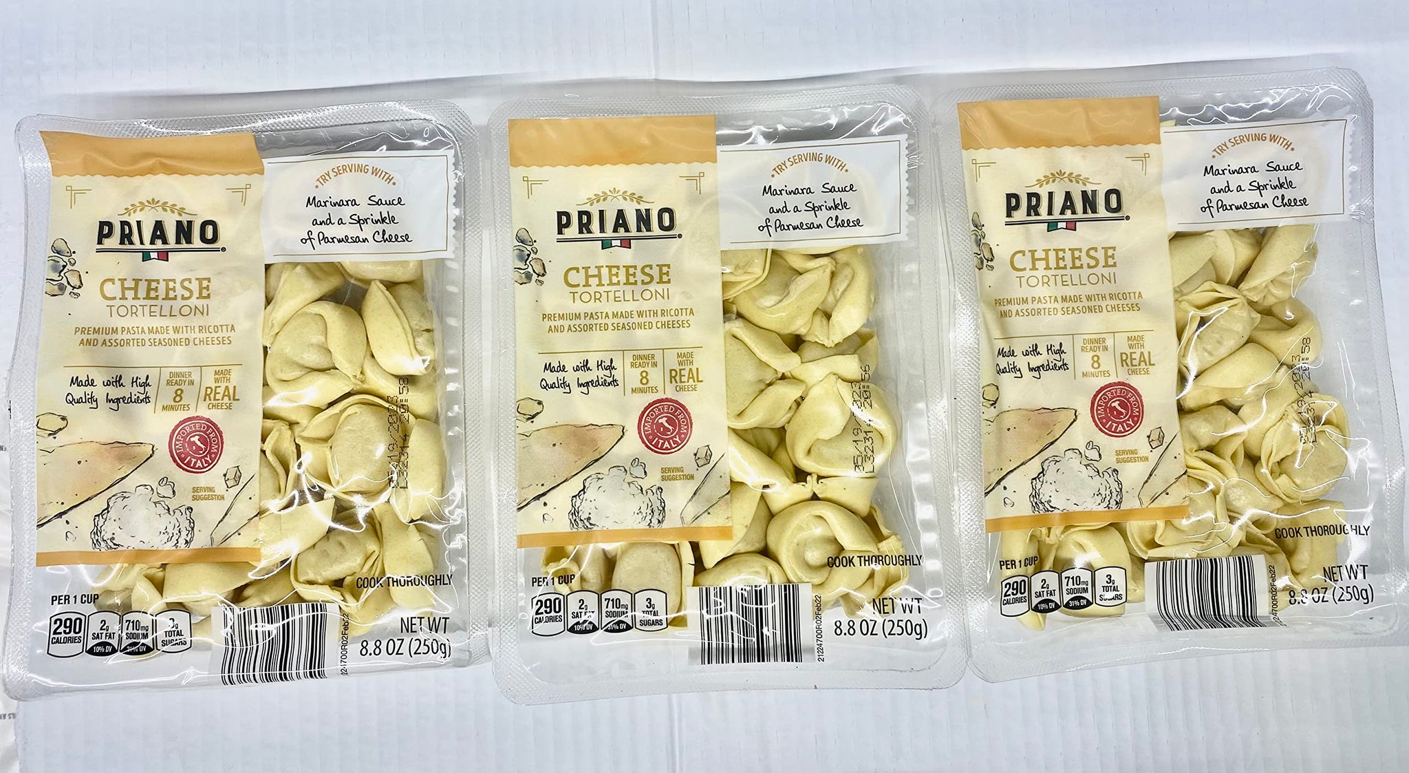 Priano Authentic Italian Cheese Tortelloni (Cheese Filled Pasta) 8.8-oz. (Pack of 3)
