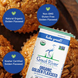 Great River Milling Organic Golden Flaxseed | Whole Golden Flax Seeds | Gluten Free, Non-GMO, Vegan, Kosher | Flaxseed for Baking, Smoothies, Oatmeal