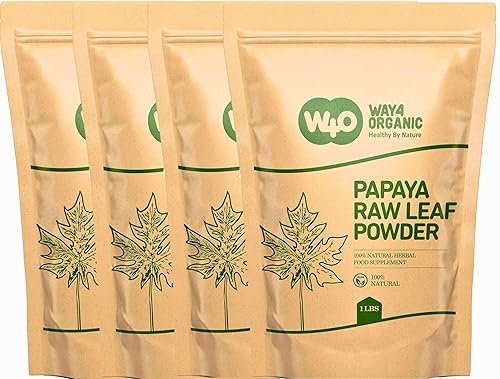 Papaya Leaf Powder 64 Ounces(4 Pounds), Dried from Fresh Green Leaves, Good to Make Tea, Juice Extract (No Fruit, No Seeds) - Way4Organic
