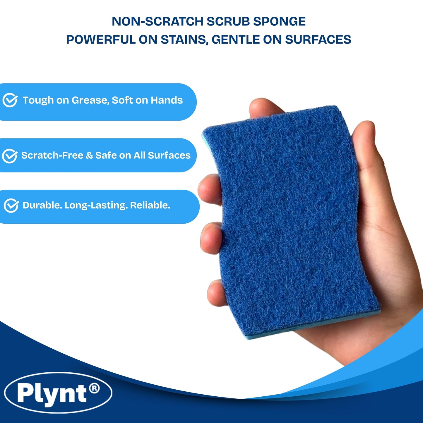 Plynt - Zero Scratch Scrub Sponge, Pack of 12 Sponges for Dishes, Kitchen & Bathroom, Zero Scratch, Multi-Surface Safe, Cleans Fast, Tackles Tough