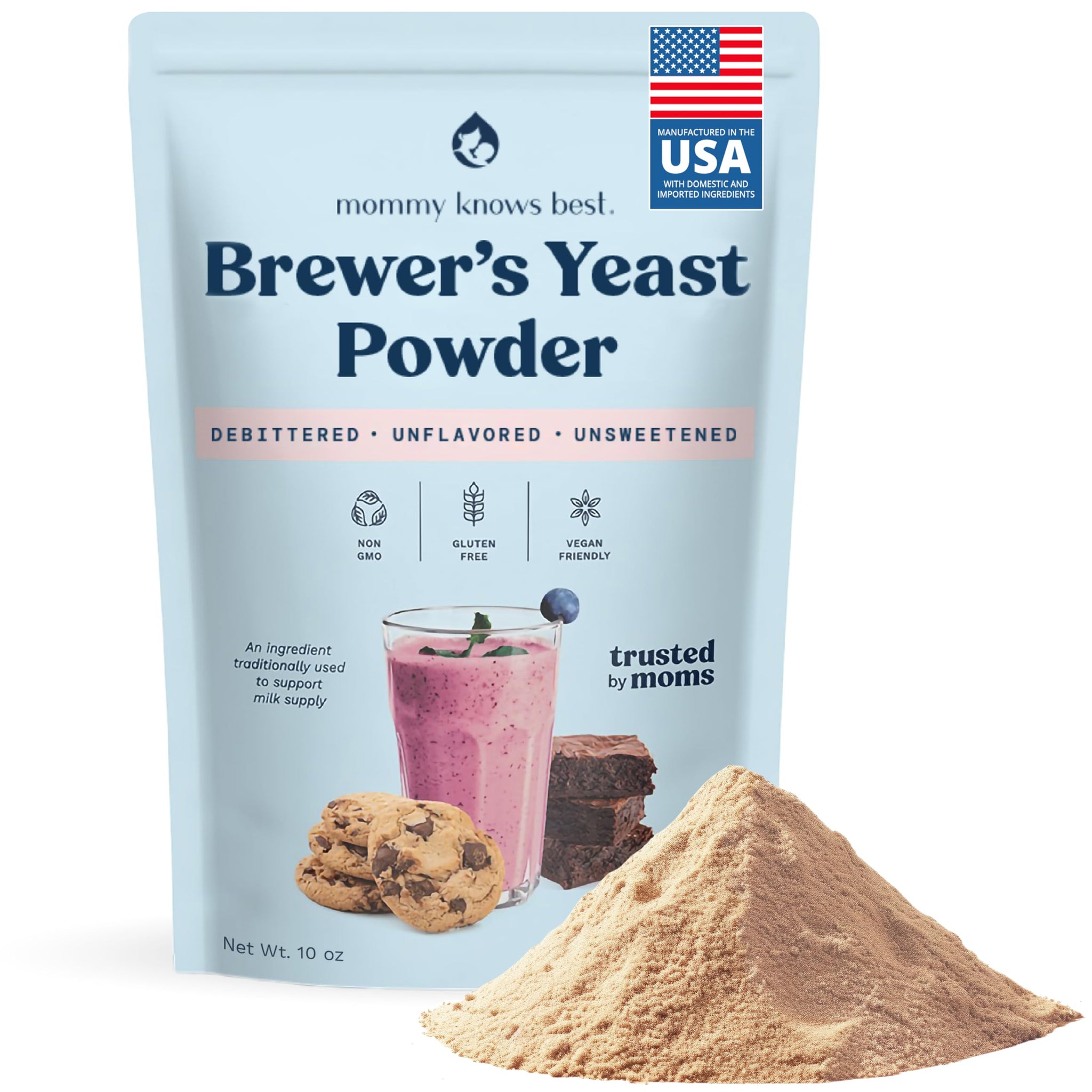 Mommy Knows Best Brewer's Yeast Powder for Lactation Support for Breastfeeding | Mild-Tasting, Debittered, Delicious in Lactation Cookies, Smoothies