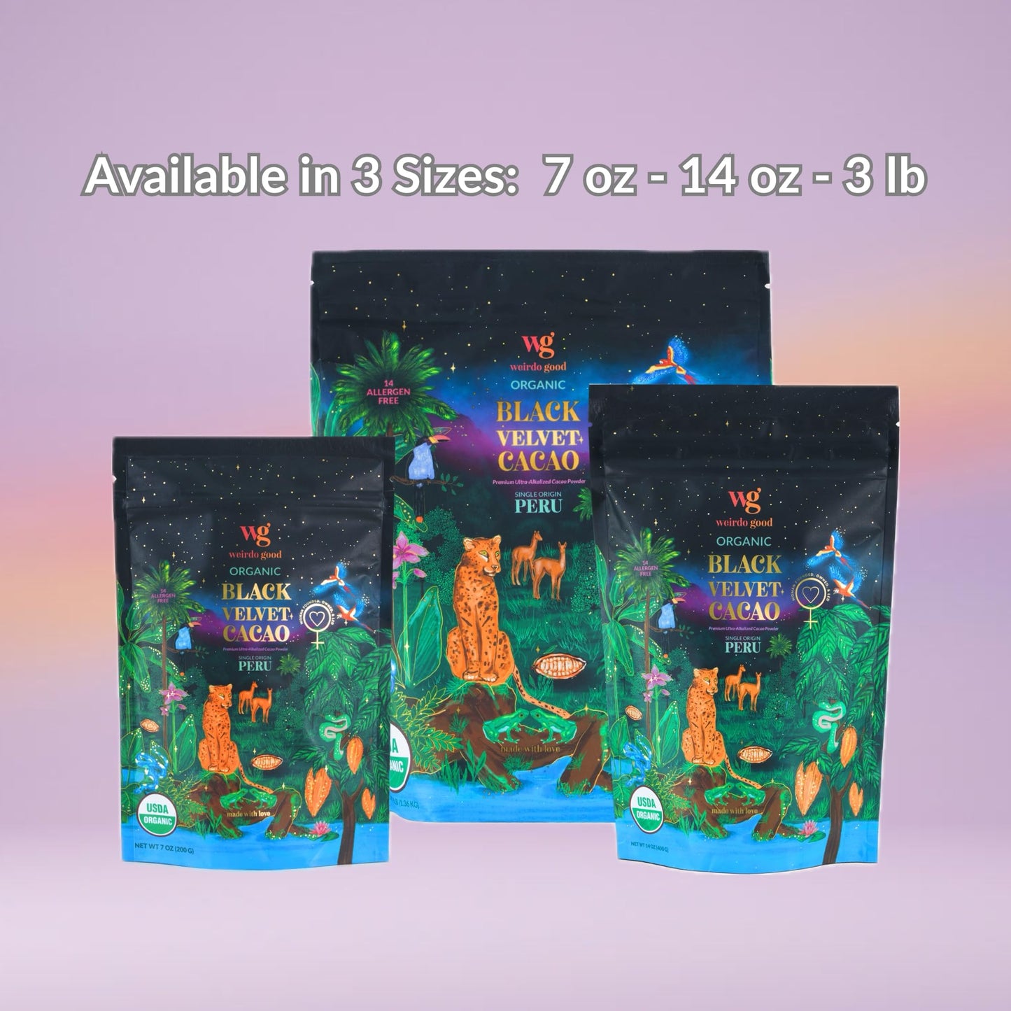 Weirdo Good Black Velvet Cacao - Organic, Allergen-Free, Premium Black Cocoa Powder, Ultra-Dutched for Extra-Dark Baking, 7 oz