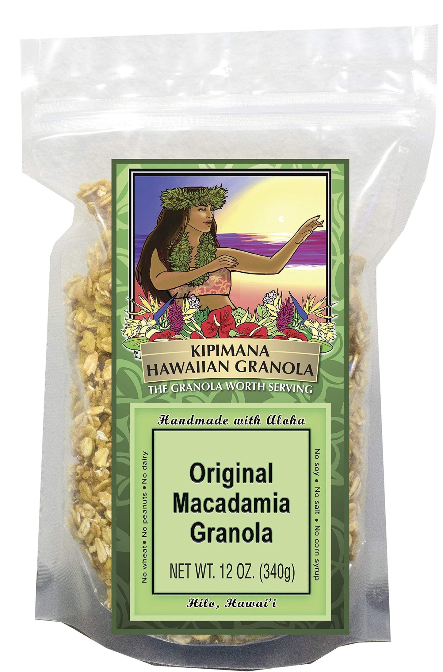 Kipimana Hawaiian Granola Original Macadamia Granola Cereal, 12oz Wheat free Dairy free